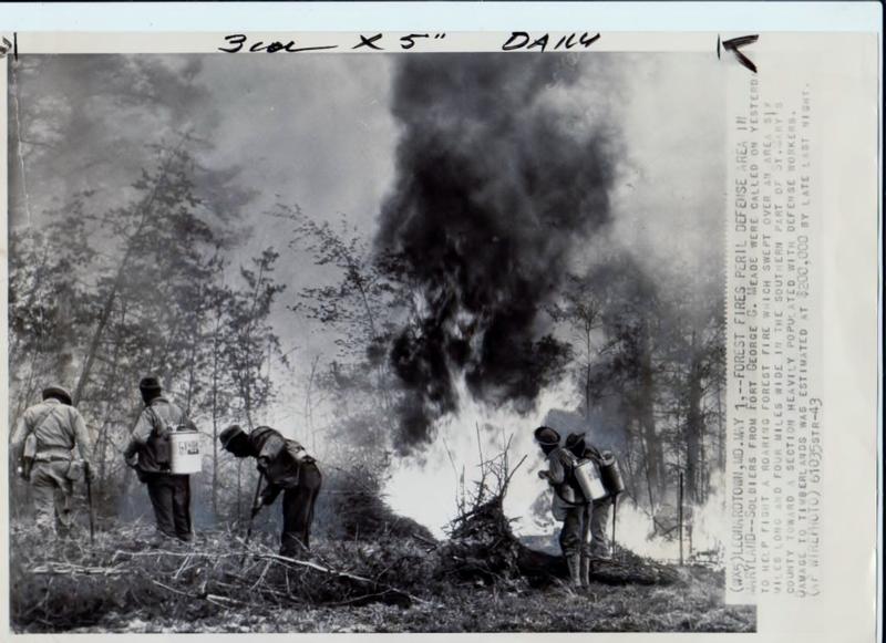 1943: Large woods fire mutual aid from Fort Meade military